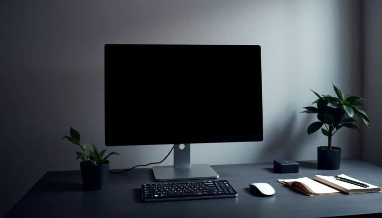 Focused workspace with a schermo nero on display for enhanced concentration and comfort.