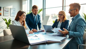 Team of Quickplus Business Consultants working together in a modern office environment.