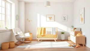 MMOO brand's modern baby nursery with pastel colors, soft lighting, and playful decor.