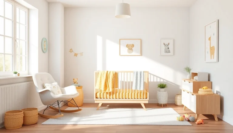 MMOO brand's modern baby nursery with pastel colors, soft lighting, and playful decor.