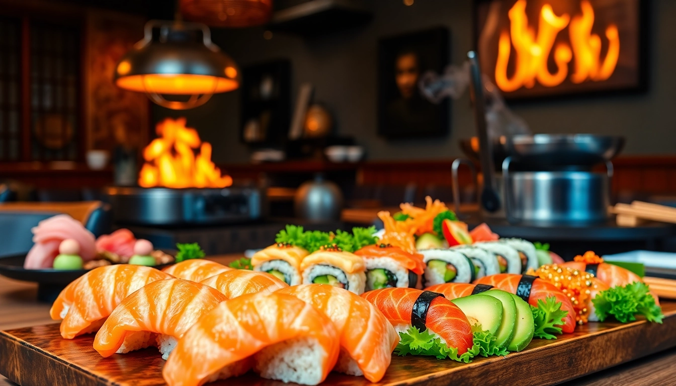 Slot depo 1000 dengan sajian sushi dan grill hibachi yang menggugah selera.