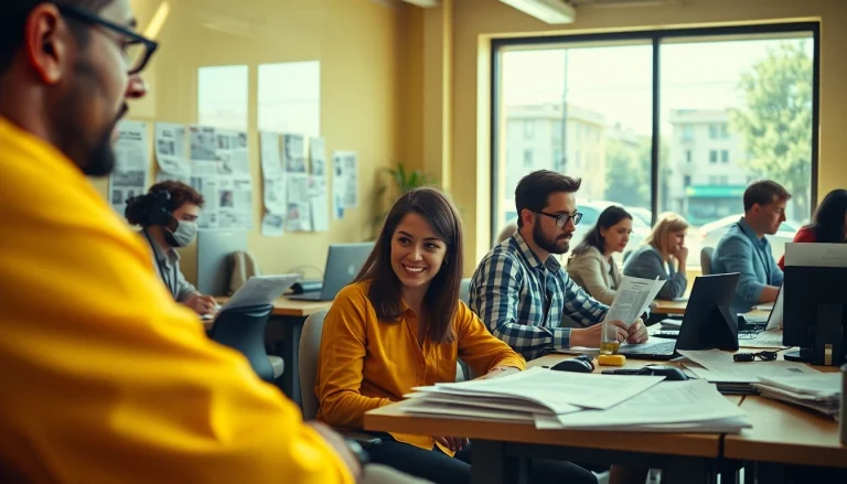 Capture journalists at work in a dynamic newsroom inspired by https://www.thedailynewsonline.com.