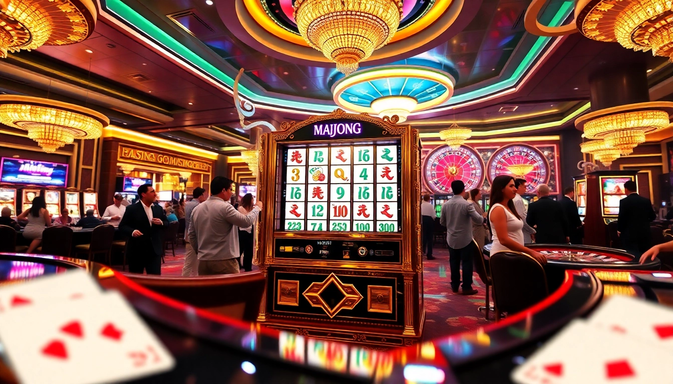 Experience the thrill of a mahjong slot demo in a luxurious casino setting.