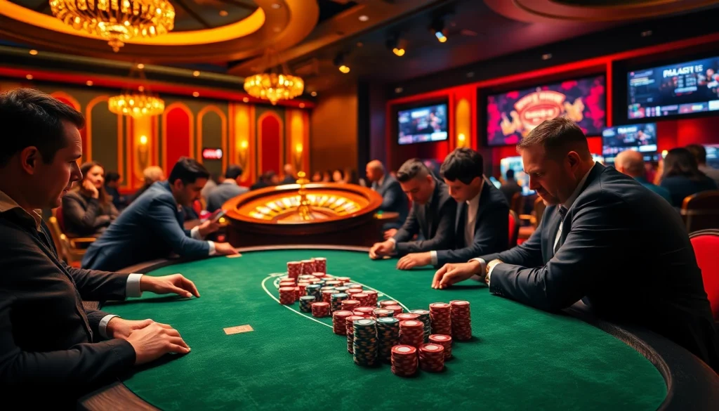 Experience thrilling moments at j88 com with professional gamblers at a luxurious poker table.