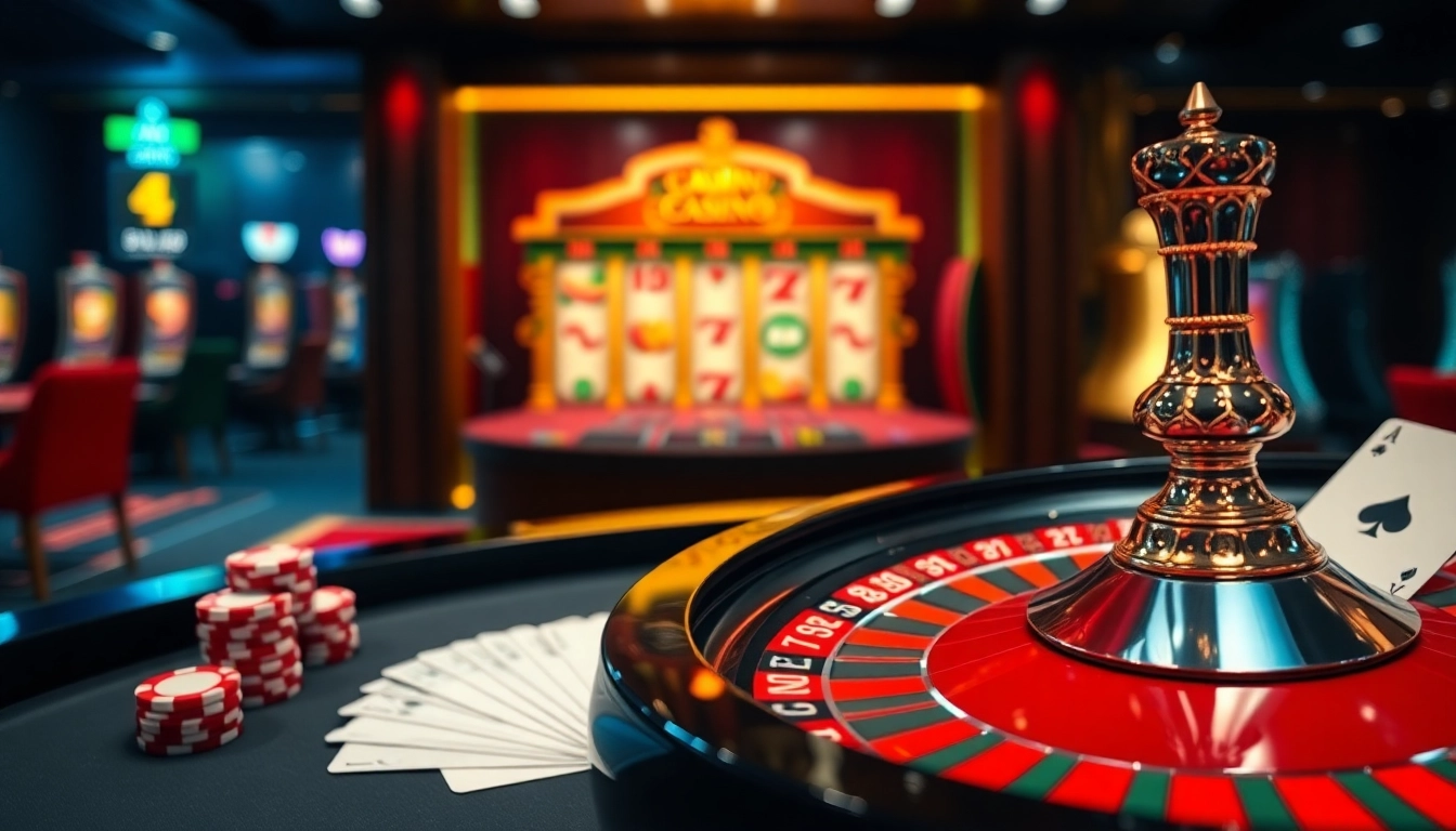 Découvrez l'excitation du casino en ligne argent réel France avec une roue de roulette glamour et des jetons de poker à enjeux élevés.