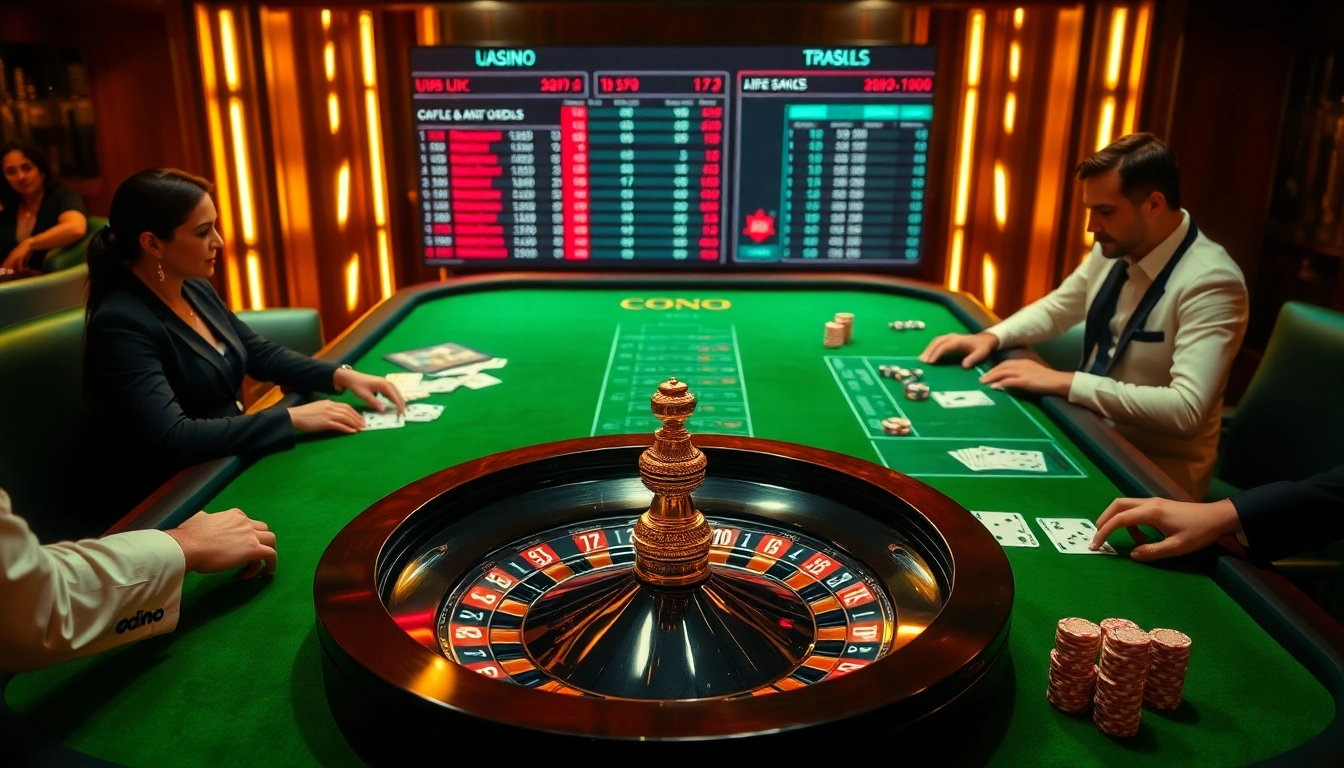 Scène excitante de casino en ligne argent réel France avec roulette, poker et paris en direct.