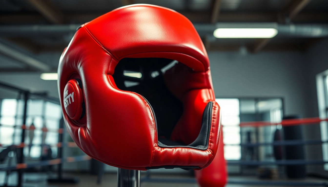 Headgear boxing displayed prominently, highlighting its protective features during training.