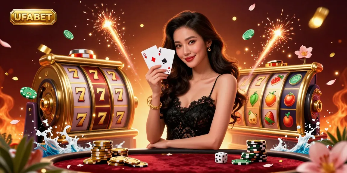 Win with UFABET's exciting slots showcased in this luxurious casino scene.