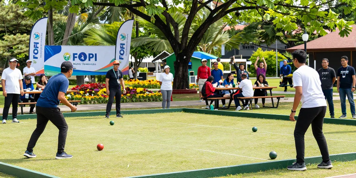 Kompetisi petanque di fopikotatomohon.org dengan peserta yang beragam dan suasana yang meriah.