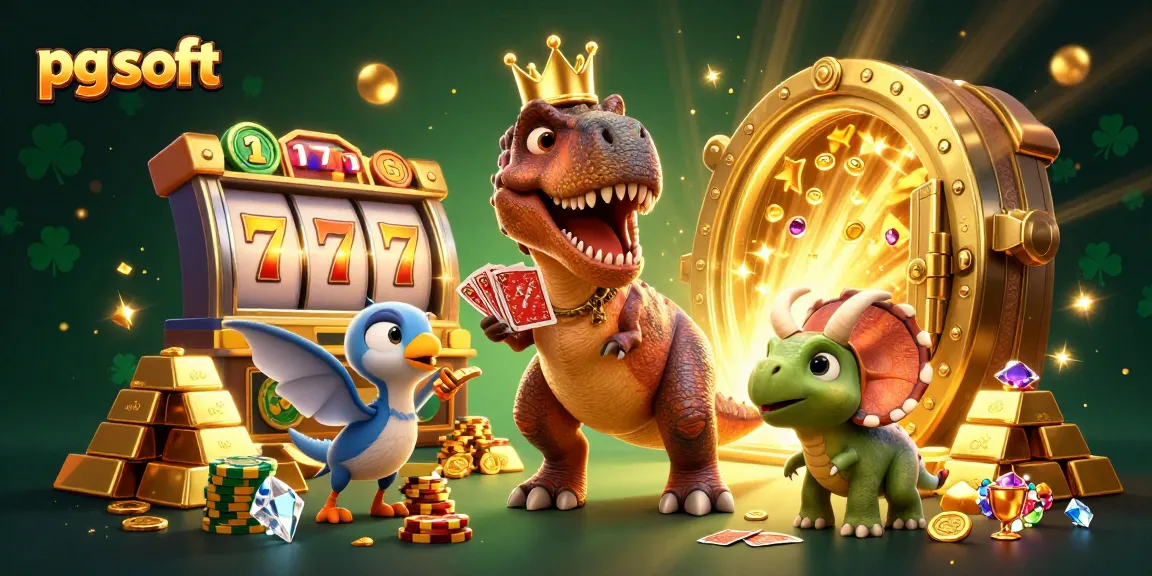 Experience the thrill of pg soft slots with adorable characters in a lively casino scene.