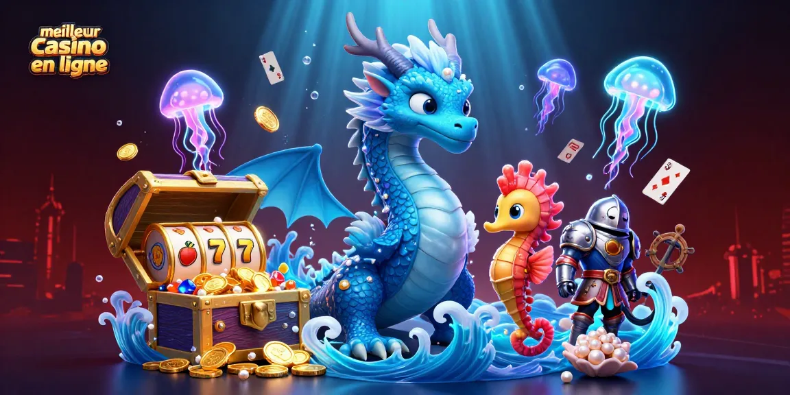 Découvrez le meilleur casino en ligne avec une illustration d'un dragon et des éléments de jeu fascinants.