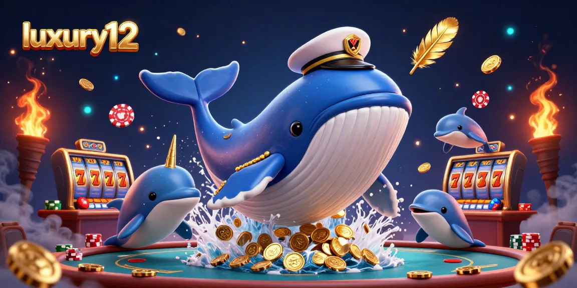 Experience luxury12 with playful casino elements, showcasing a vibrant whale and dolphins in action.