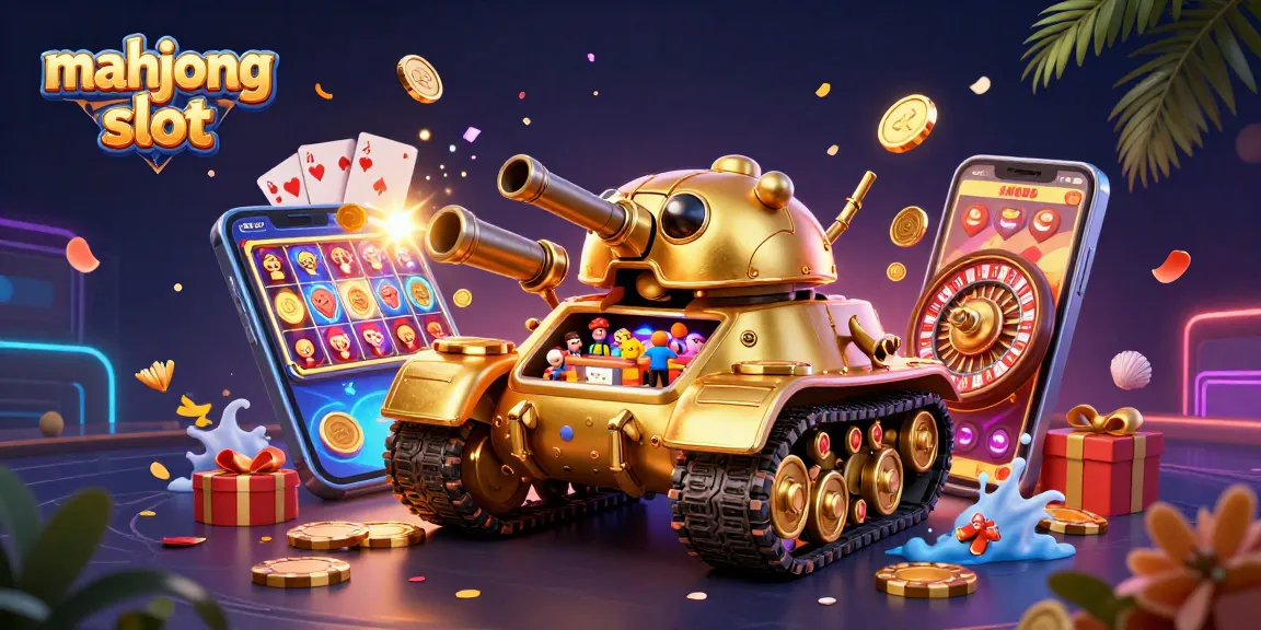Experience thrilling gameplay with mahjong slot amidst vibrant casino elements and festive confetti.