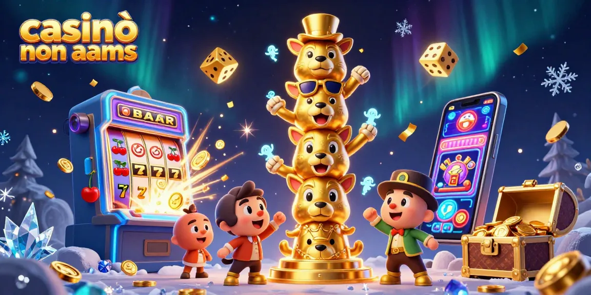 Gioca al casinò non aams con slot machine e simboli fortunati in un'illustrazione 3D vivace.
