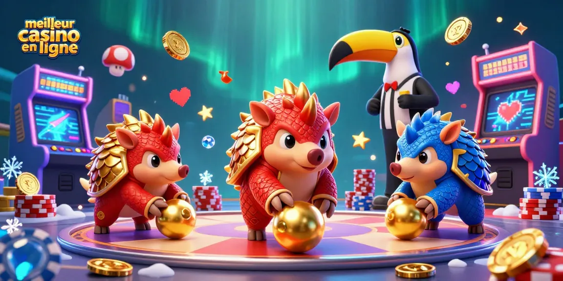 Découvrez le meilleur casino en ligne : une scène palpitante de pangolins et de jeux d'arcade.