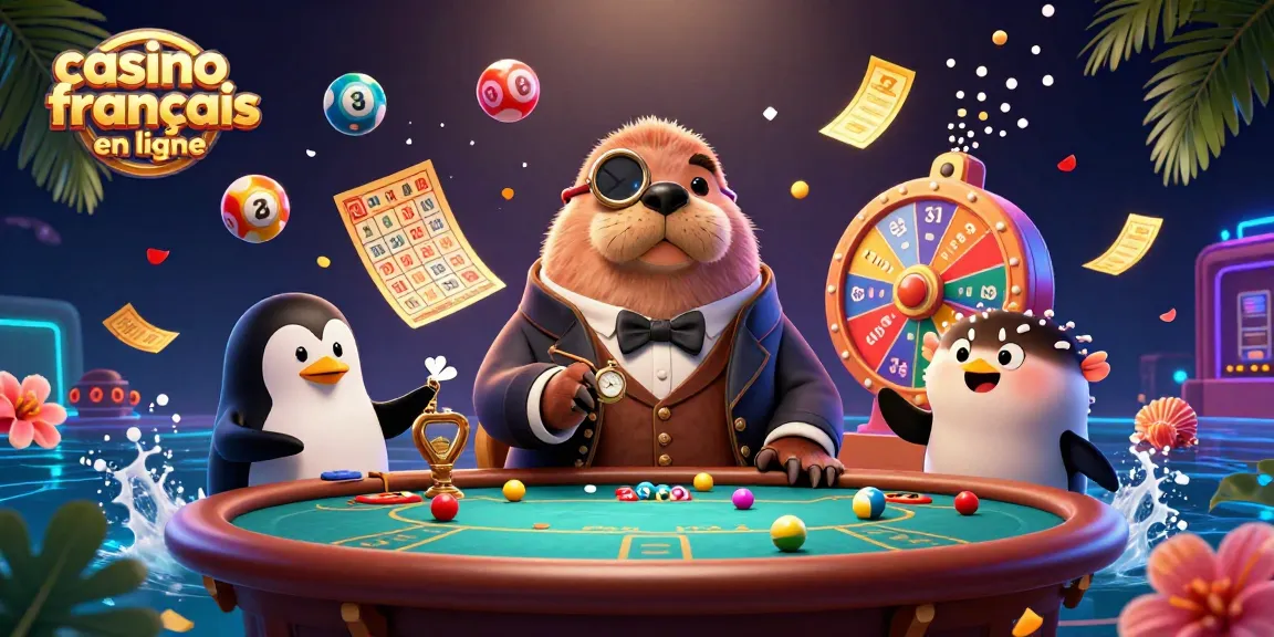 Jouez dans un casino francais en ligne avec une scène ludique d'animaux de cartes en 3D.