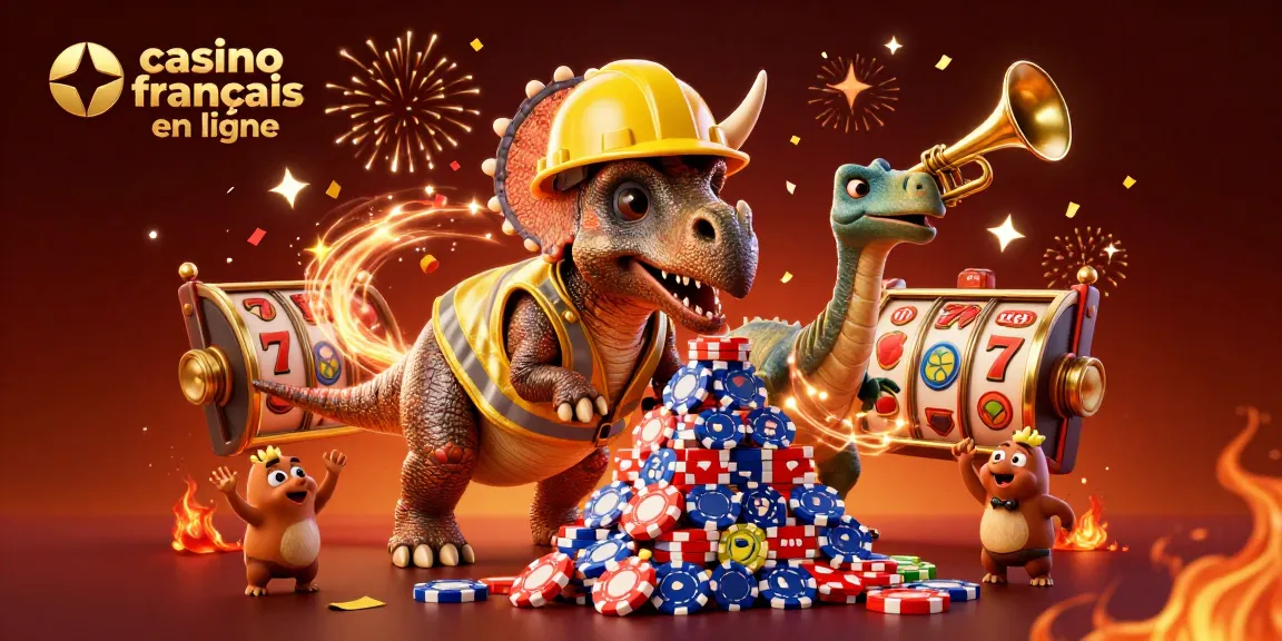 Construisez des pyramides de jetons avec un triceratops dans un casino français en ligne.