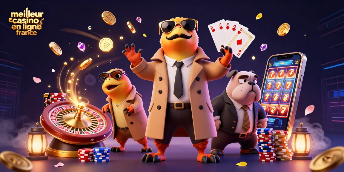 Découvrez le meilleur casino en ligne France avec cette illustration captivante des raptors en trench coat.