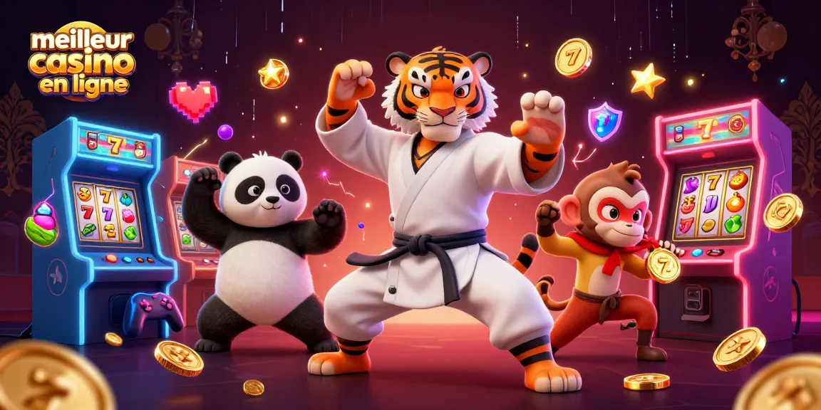 Plongez dans l'univers du meilleur casino en ligne avec un tigre maître kung fu et ses disciples en pleine action.