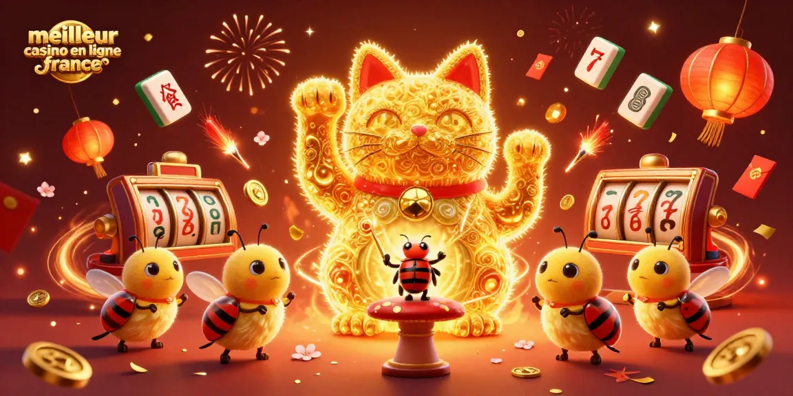 Célébrez le meilleur casino en ligne France avec des lucioles dorées et des symboles de casino