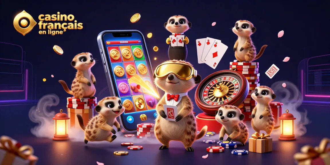 Manipulez des jetons dans un casino français en ligne animé par des suricates en pleine action.