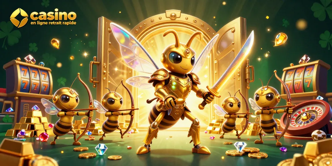 Découvrez le casino en ligne retrait rapide avec cette illustration dynamique mettant en avant des personnages ludiques et des éléments de jeux d'argent.