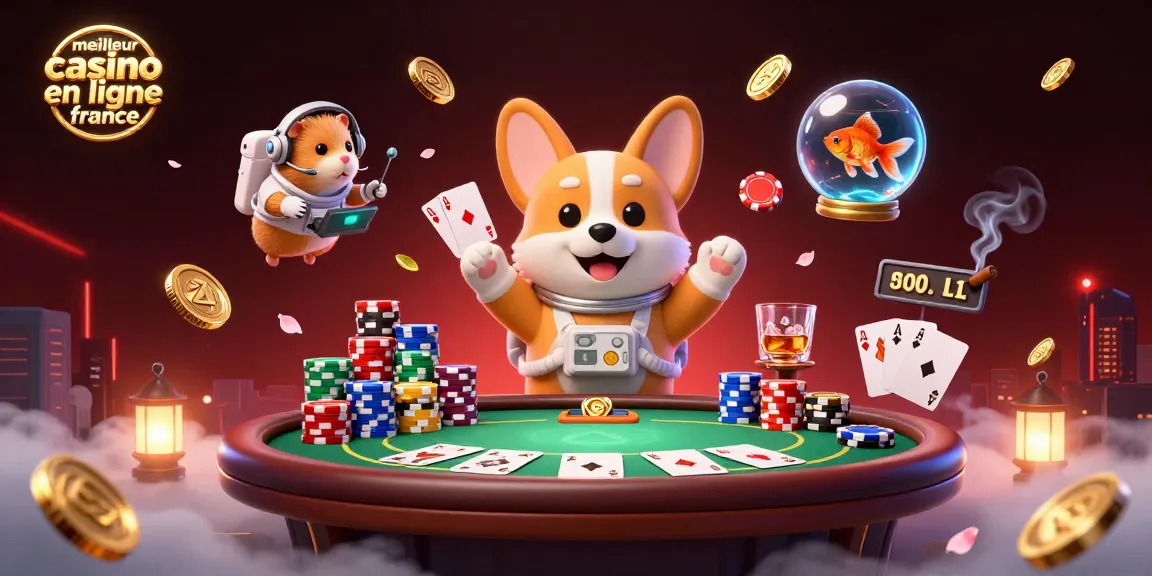 Illustration dynamique représentant le meilleur casino en ligne France, avec des personnages de casino en apesanteur.