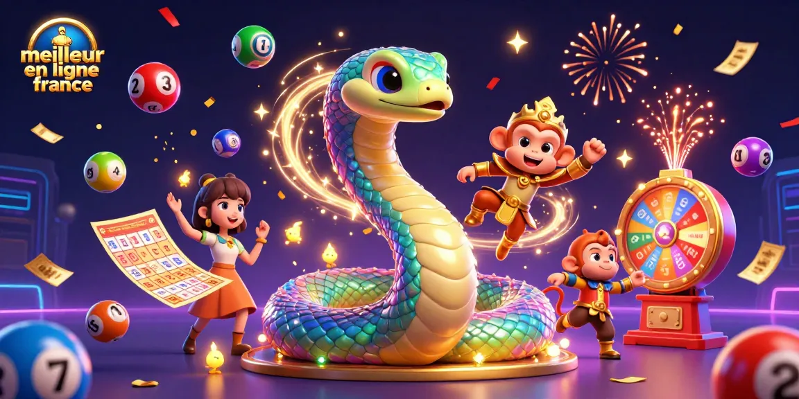 Découvrez les jeux au meilleur casino en ligne France avec un serpent arc-en-ciel et des éléments de loterie.