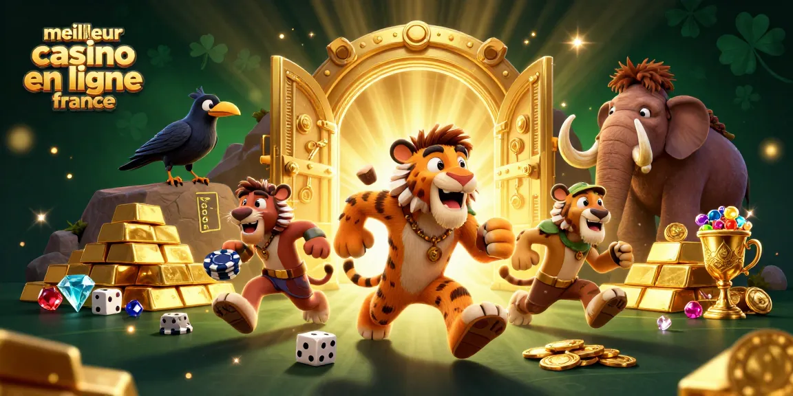 Vivez l'excitation du meilleur casino en ligne France avec un casino préhistorique animé, où un duo de personnages fascinants interagit avec des éléments de jeu riches.