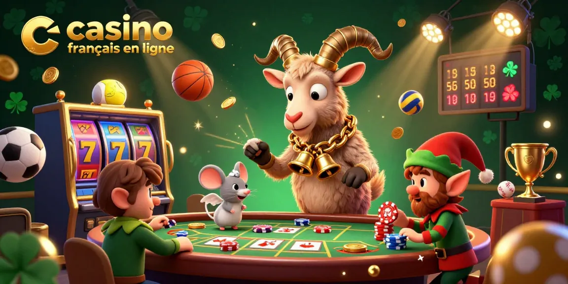 Jouez sur le casino français en ligne avec des personnages festifs dans un environnement de jeu animé.