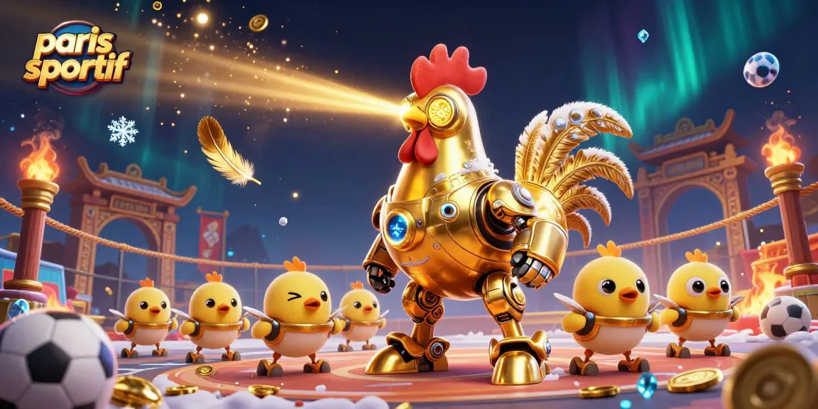 Déposez vos paris sportifs sur le terrain de jeu avec un robot coq doré et ses drones.