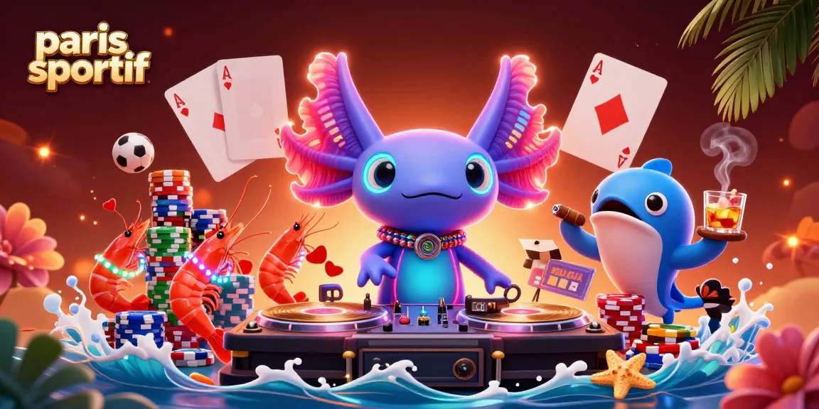 Pari sportif avec un axolotl DJ et des crevettes dans une scène de jeu dynamique.